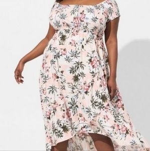 Challis off shoulder hi-lo dress by Torrid